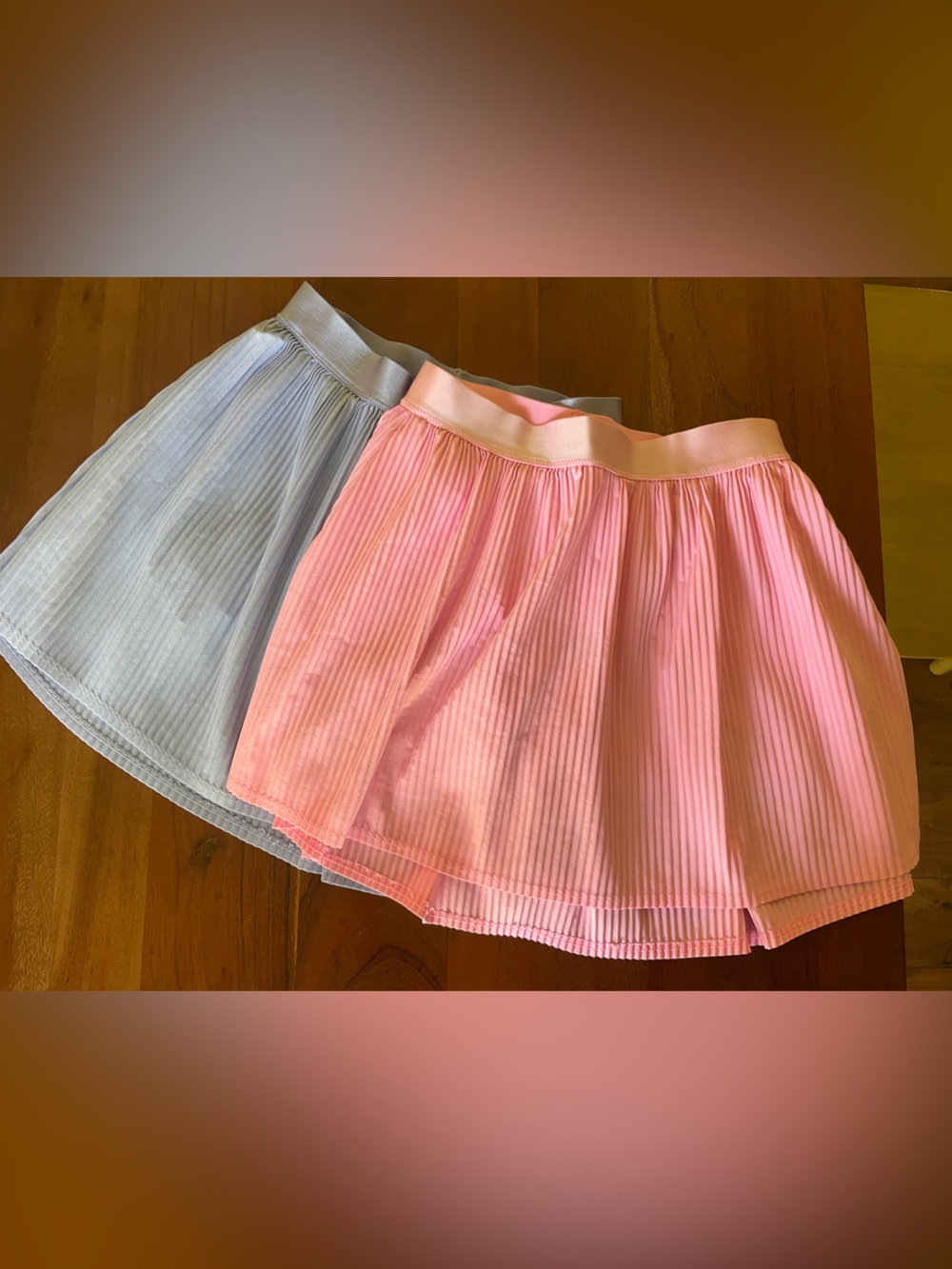 all in motion Pink and periwinkle Pleated Active Skorts with pockets